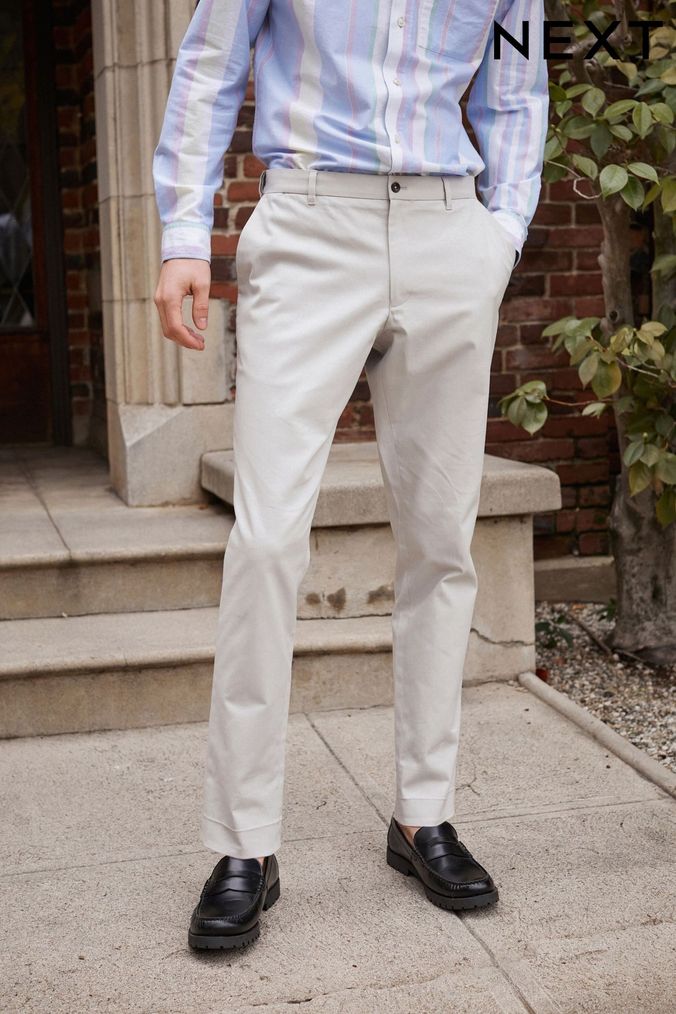 Men's Cream Linen Tailored Italian Suit Pants - 1913 Collection